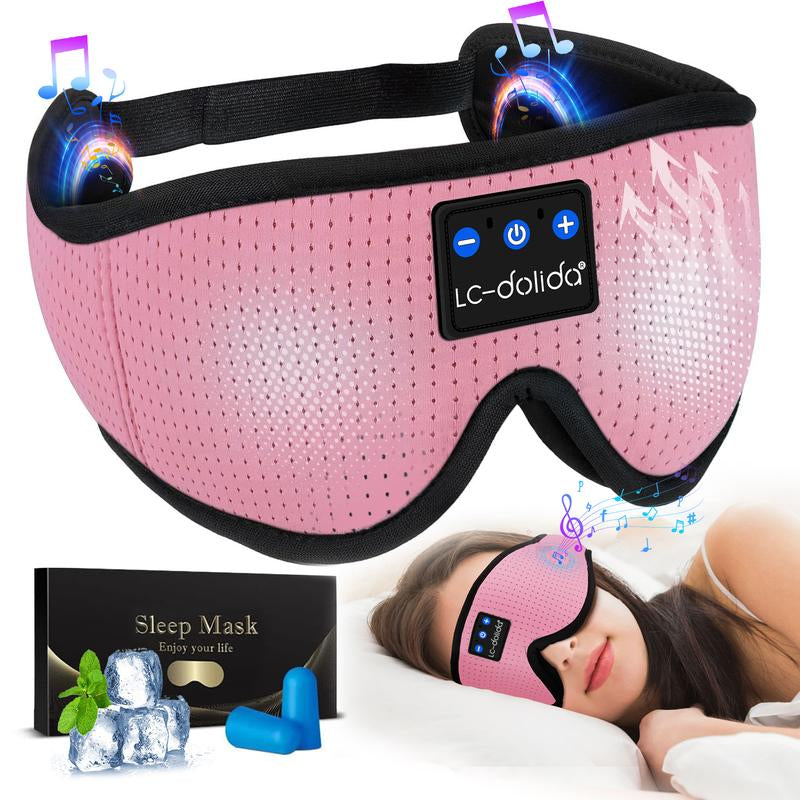 Lc-Dolida 3D Bluetooth Sleep Mask with Headphones, Wireless Music Sleep Headband Eye Mask for Side Sleepers,Sleeping Comfortable Black-3D Relaxation Light Blockin Travel