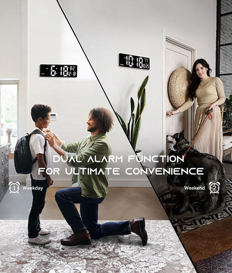 16.5" Large Digital Wall Clock with Remote Control, RGB Atmosphere Lights with 11 Scenes Mode, Dual Alarms with Big LED Display, Classroom, Game Decor Home Goods Auto Dst Adjustment