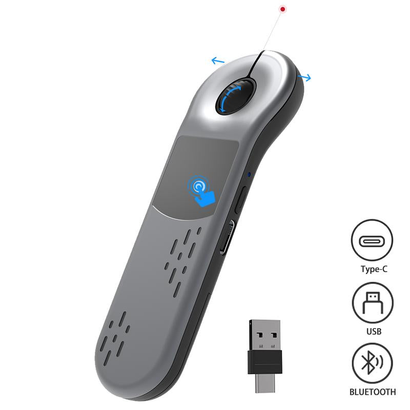 Remote Control Bluetooth+2.4G Rechargeable Handheld Scrolling Air Laser Mouse with Touchpad for Tik_Tok , Wireless Presentation Clicker, Video Scroller & Page Turn for Kindle App,For Powerpoint Slide,Selfie,For Android & Ios and Pc,Laptop,Mac,Tablet