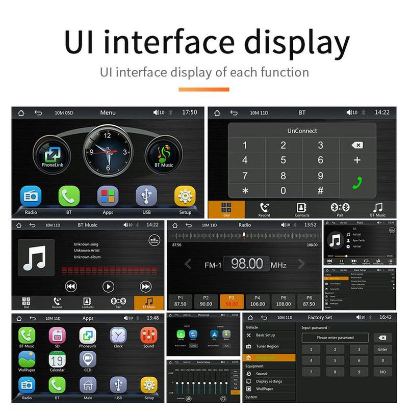 2025 Upgraded Carplay Screen for Car - Portable 7 Inch Touch Screen with Bluetooth, FM Radio, HD Display, 90° Adjustable Angle