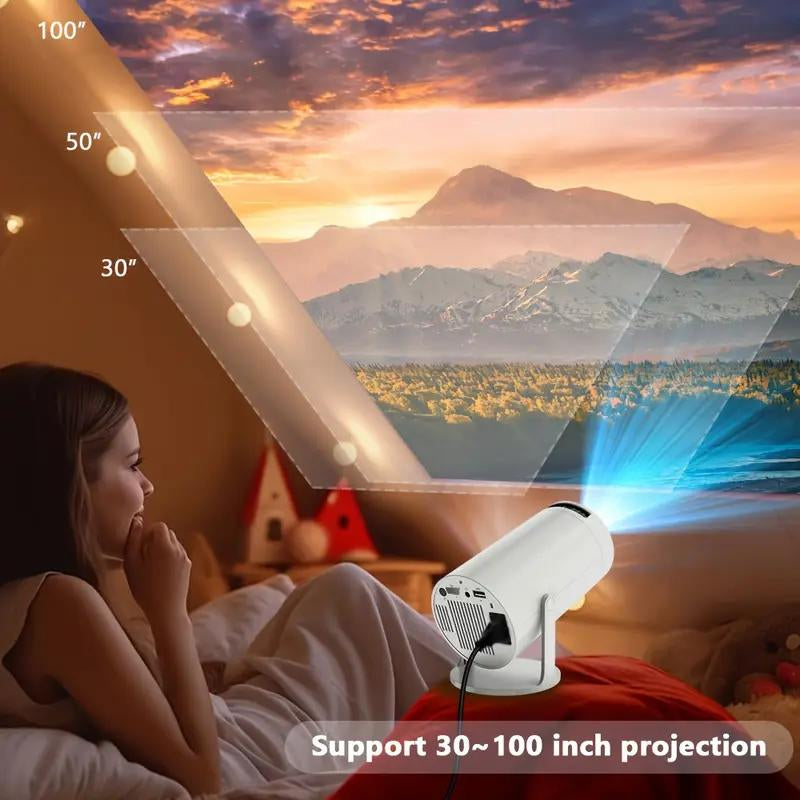 Portable Projector 2.4/5G Wifi 360° HD LED 200 Inch Screen Built-In Speaker Multifunctional Projector