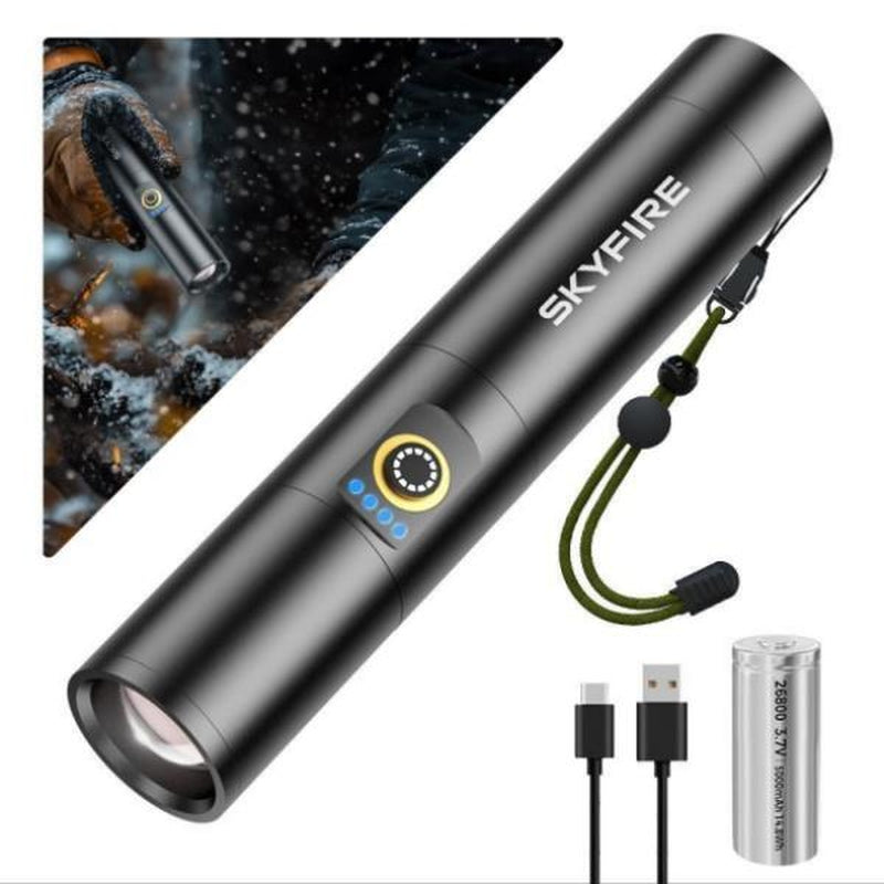 SKYFIRE Flashlight Cylinder,Versatile,Zoomable, Compact and Portable, Suitable for Home Use, Exploration, Mountaineering and Patrolling