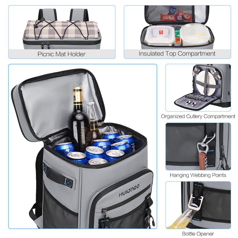 Hulongo-Large Waterproof Insulated Cooler Backpack for Men & Women, Cooler Bag,Leak Proof Cooler Backpack for Camping, Beach, Fishing,Hiking, Picnic, Travel, Outdoor, 30L, 48Cans,For Husband Gift,For Valentine'S Day Gift