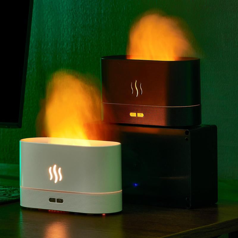 Flame Humidifier 180Ml Cool Mist Maker Fire Diffuser with Auto-Off Protection,Usb Powered, 7 Flame Colors, Noiseless Design for Household Use