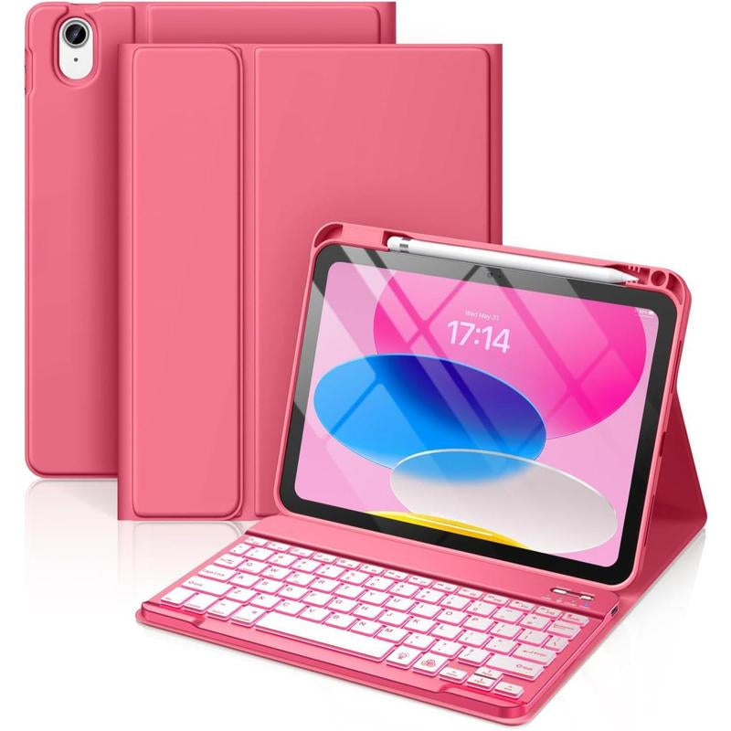 Ipad 10Th Generation Case with Keyboard - Wireless Detachable Folio Keyboard Cover with Pencil Holder, Tablet Case, Protection Case Computer Magnetic