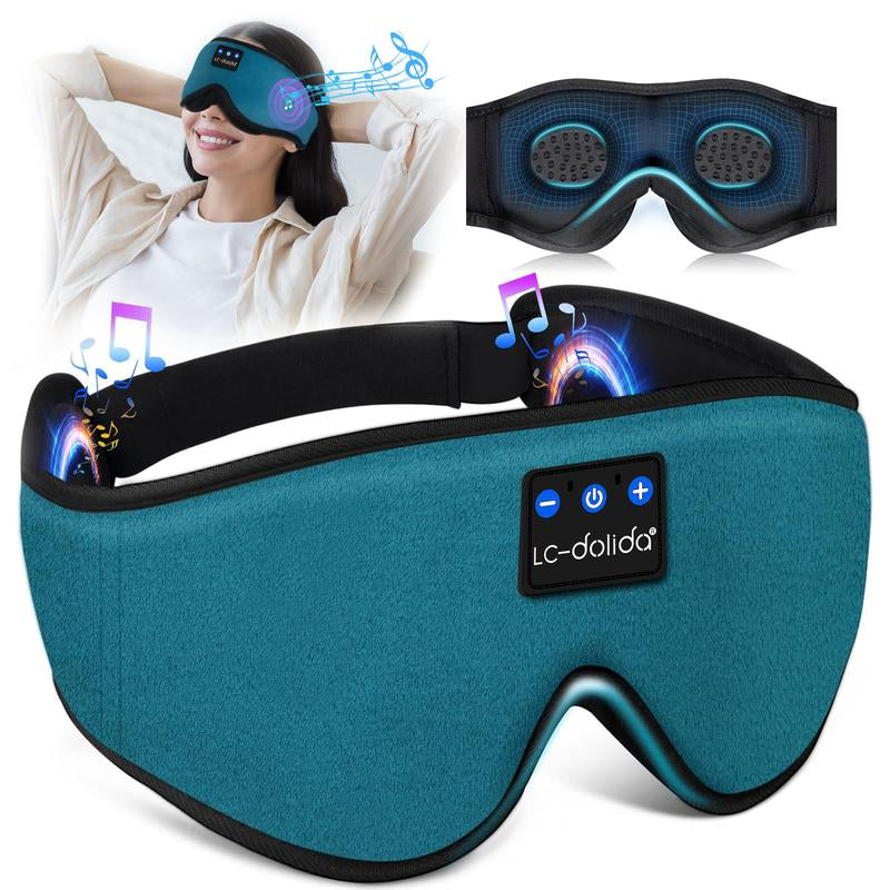 Lc-Dolida 3D Bluetooth Sleep Mask with Headphones, Wireless Music Sleep Headband Eye Mask for Side Sleepers,Sleeping Comfortable Black-3D Relaxation Light Blockin Travel