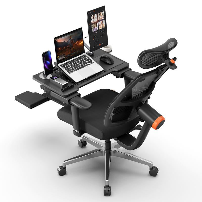 The Newtral Ergonomic Workstation Combo Is Suitable for Various Home Office Scenarios, Featuring Lumbar Support, 4D Armrests, and an Adjustable Chair and Desk Panel Combination.