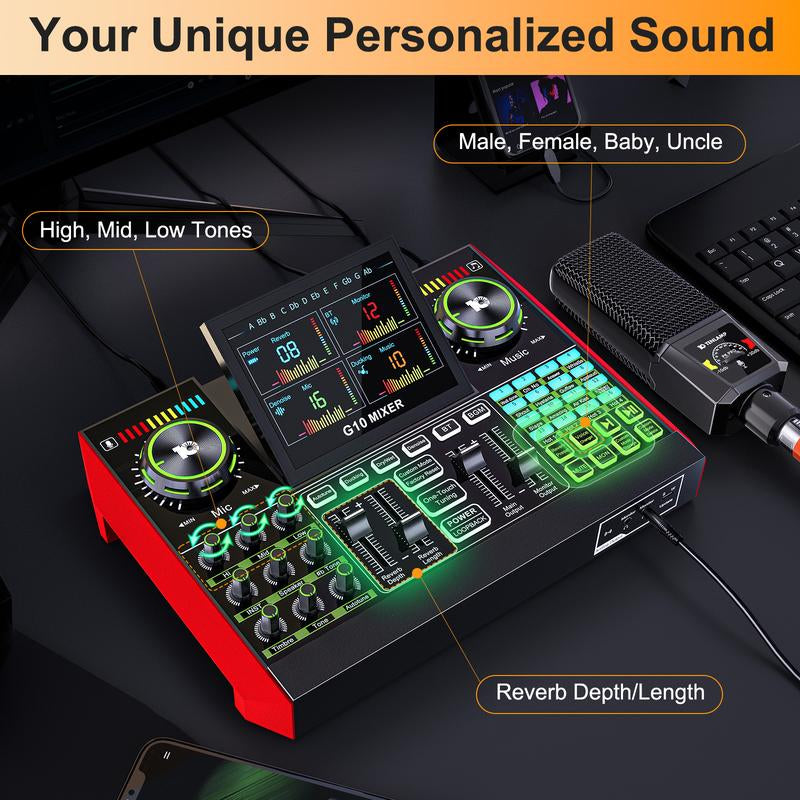 Tenlamp G10-PK PRO Live Broadcast Kit | Upgraded Microphone & Professional Chip for Gaming, Singing, DJ & Streaming | Plug & Play, Enhanced Sound Quality#Outdoorfun