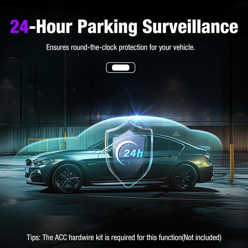 4K 3 Channel Wifi Dash Cam, 4K/2.5K+1080P+1080P Front inside and Rear, Triple Dash Camera with 64GB Card, APP Control, G-Sensor, Loop Recording, 24 Hours Parking Mode,Night Vision