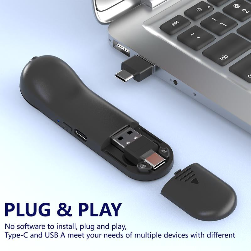 Remote Control Bluetooth+2.4G Rechargeable Handheld Scrolling Air Laser Mouse with Touchpad for Tik_Tok , Wireless Presentation Clicker, Video Scroller & Page Turn for Kindle App,For Powerpoint Slide,Selfie,For Android & Ios and Pc,Laptop,Mac,Tablet