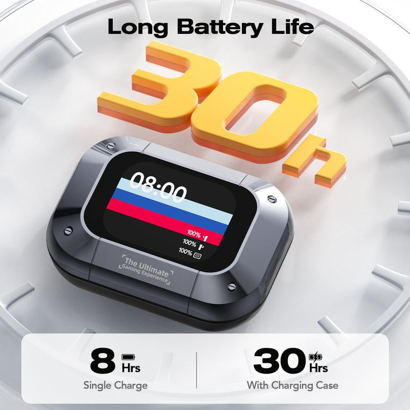 ERAZER XT82PRO Wireless Earbuds, Open-Ear Headphones, LED Lights Touchscreen, Ergonomic Ear Hooks, Ultra-Comfort, Snug Fit, Hifi Bass Stereo, Clear Calls, 30H Playtime, Bluetooth 5.4 Earbuds, Multipoint Connection, Electronic, Audio Headset