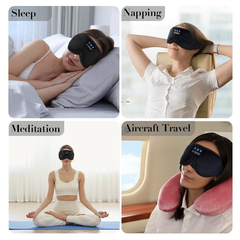 Lc-Dolida 3D Bluetooth Sleep Mask with Headphones, Wireless Music Sleep Headband Eye Mask for Side Sleepers,Sleeping Comfortable Black-3D Relaxation Light Blockin Travel