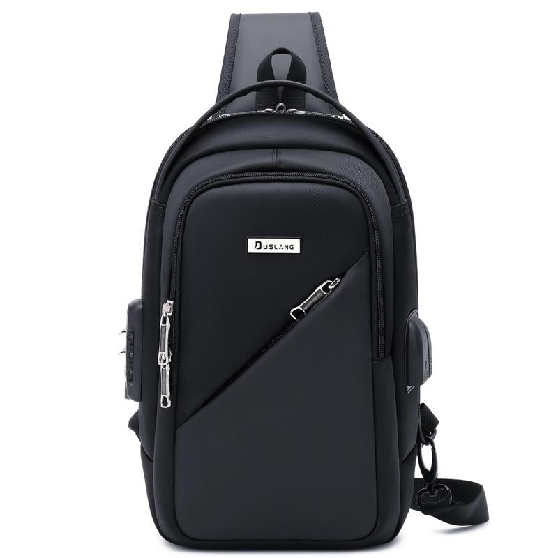 Outdoorfun Hiking Daypack Shoulder Backpack Crossbody Sling Bag for Men, Chest Bags with USB Charger Port for Casual Camping Biking Travel Cycling