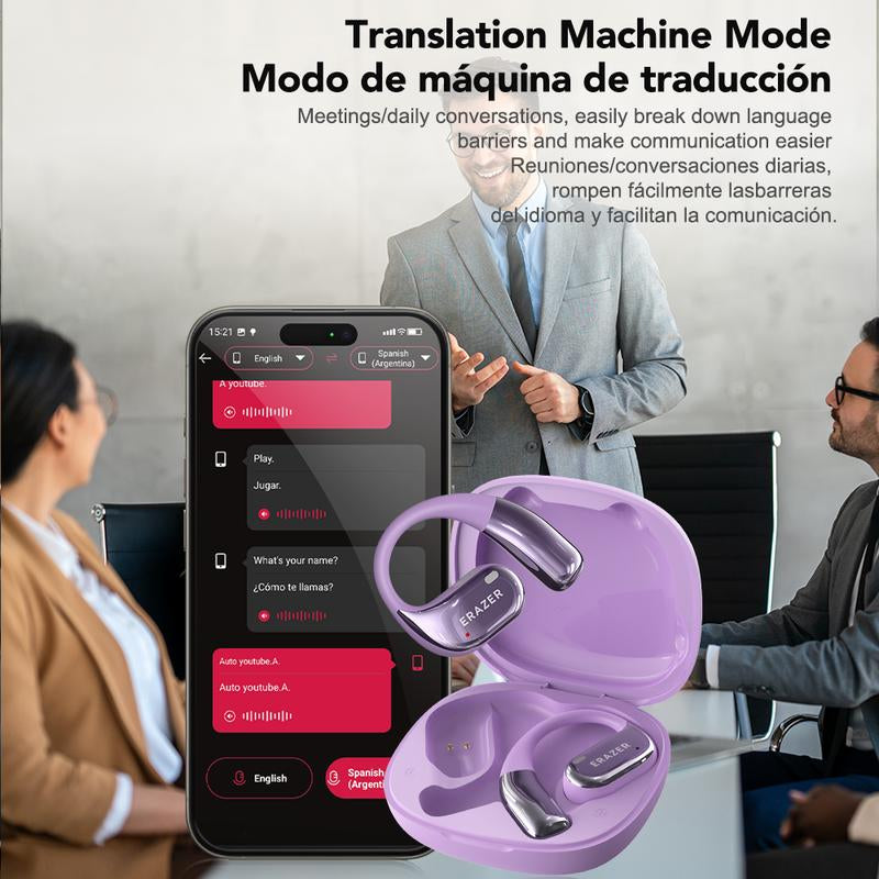 ERAZER X11 AI Translation Earbuds with APP Support 134 Languages OWS Open Ear Chargeable Headphones Wireless Bluetooth 5.4,HD Mic,Waterproof Design & Low Latency