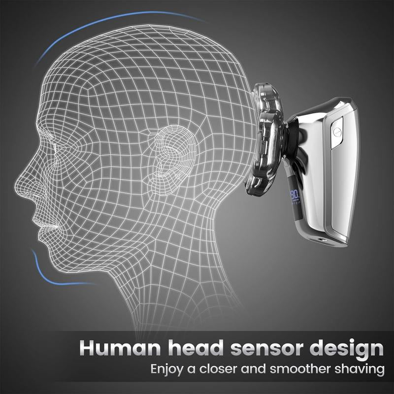 Upgraded 9D Bald Head Shaver for Men,6-In-1 Electric Razor with LED Display & Type-C Charging,360° Close Shave