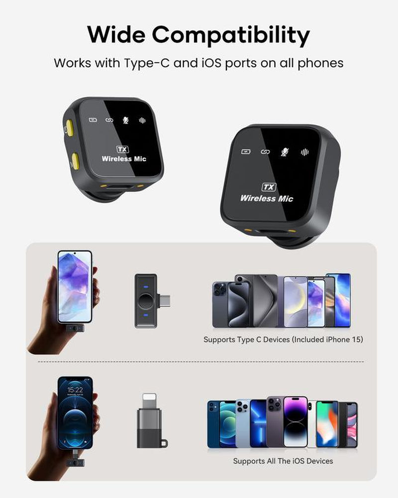 KUKIHO Wireless Lavalier Microphone for Iphone Ipad Android with Charging Case Audio Smartphone Audio Smartphone