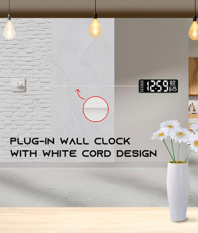 16.5" Large Digital Wall Clock with Remote Control, RGB Atmosphere Lights with 11 Scenes Mode, Dual Alarms with Big LED Display, Classroom, Game Decor Home Goods Auto Dst Adjustment