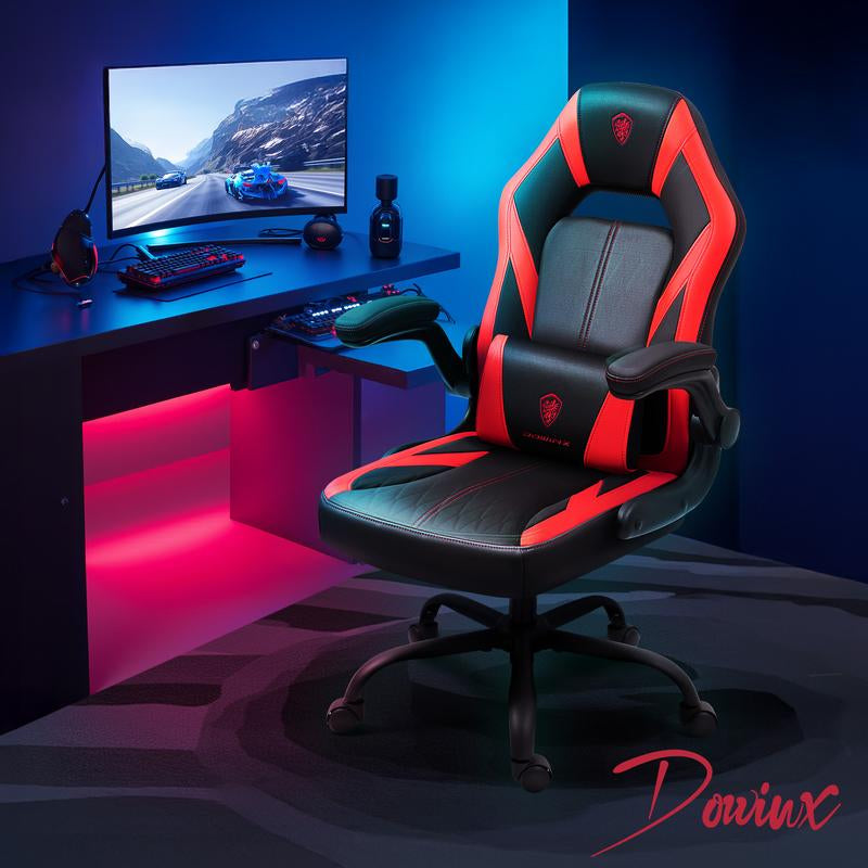 Dowinx Gaming Chair - Ergonomic Faux Leather with Breathable Mesh Backrest, Lumbar Support, Adjustable Swivel Task Chair with Head Cushion and Armrests