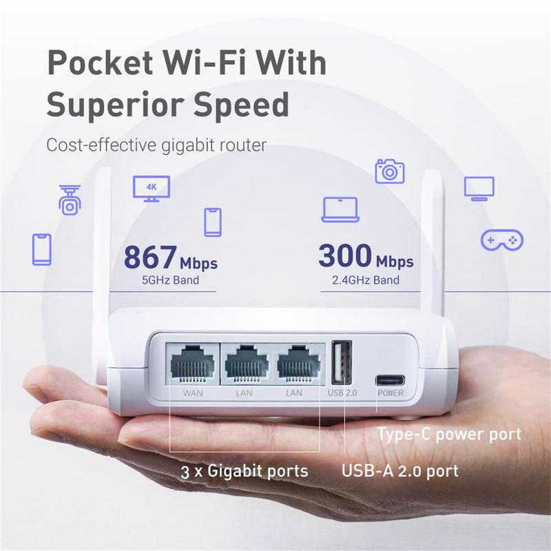 Gl.Inet GL-SFT1200 (Opal) Secure Travel Wifi Router Vpn Portable Router Secure Travel Wifi Repeater