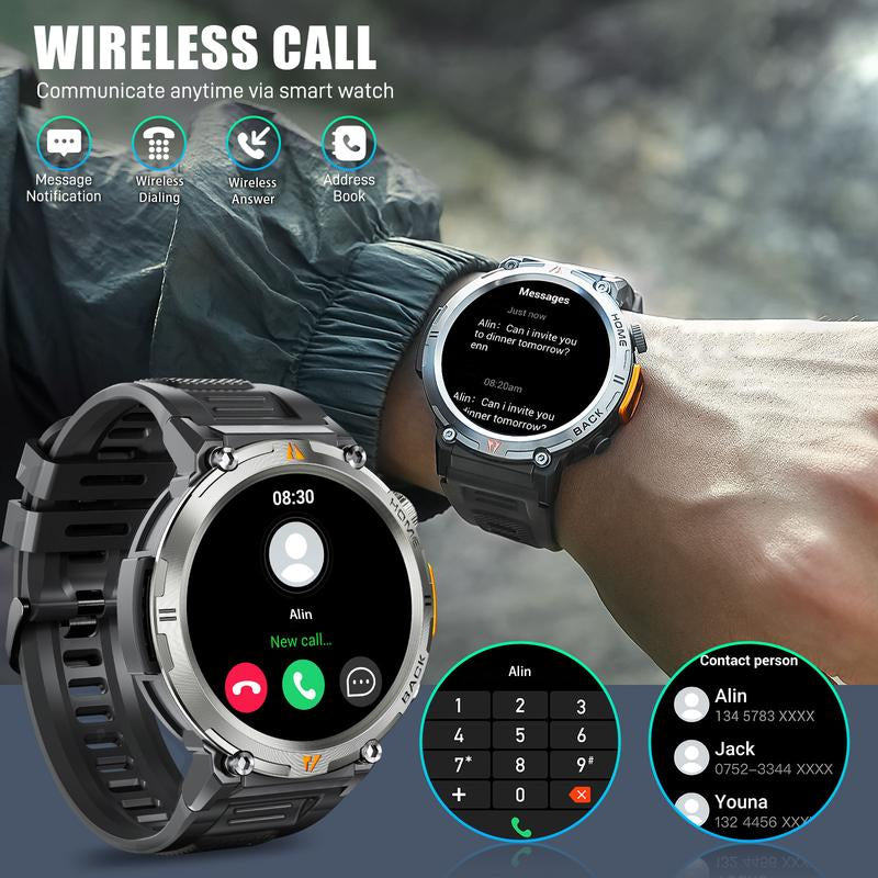 Smartwatch KE3 with 3ATM Waterproof & Muilt-Sport Modes LED Flashlight Wireless Make&Answer Calls Info Reminder 1.45 Inch TFT Wearable Devices with DIY Watch Faces