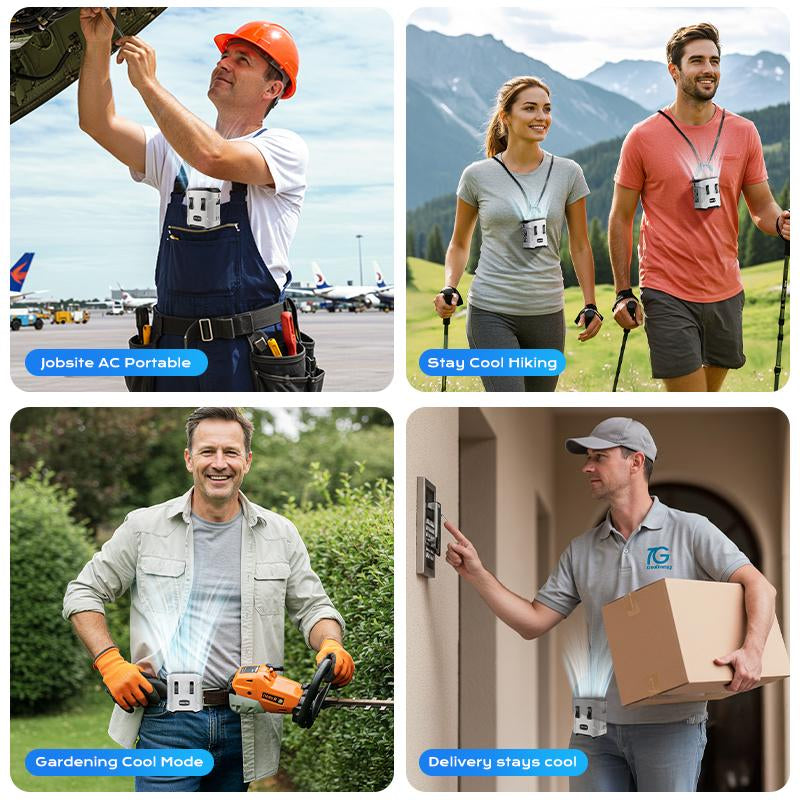 MAGIC JOHN Portable Waist Fan with LED Display | Brushless Strong Wind | 3 Speeds + SOS Light