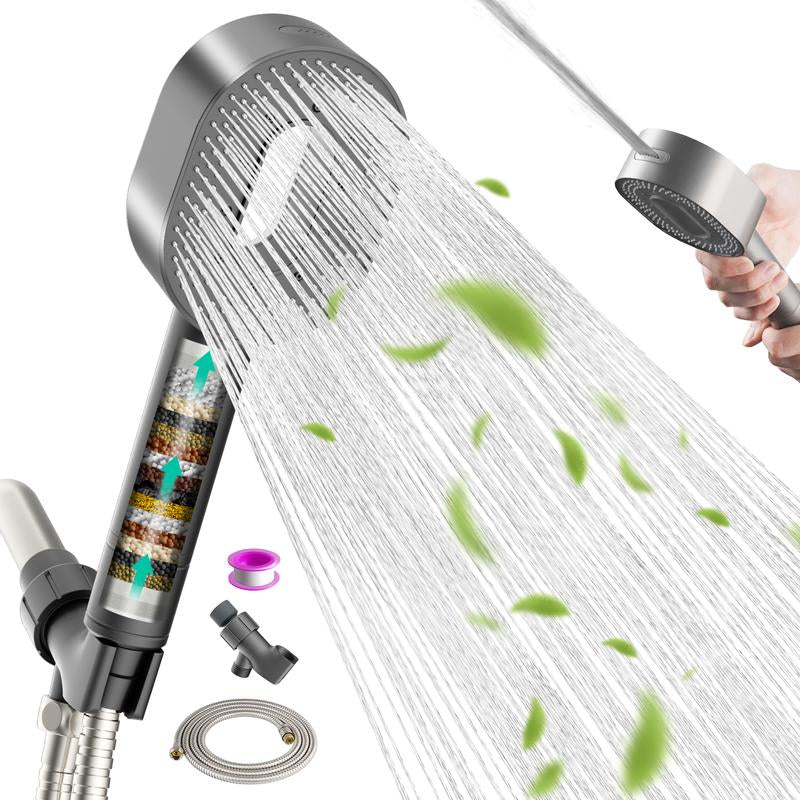 Filtered Shower Head with Handheld, High Pressure 3 Spray Mode Showerhead with Filters,Detachable Shower Head,Water Softener Filters Beads for Hard Water -Remove Chlorine