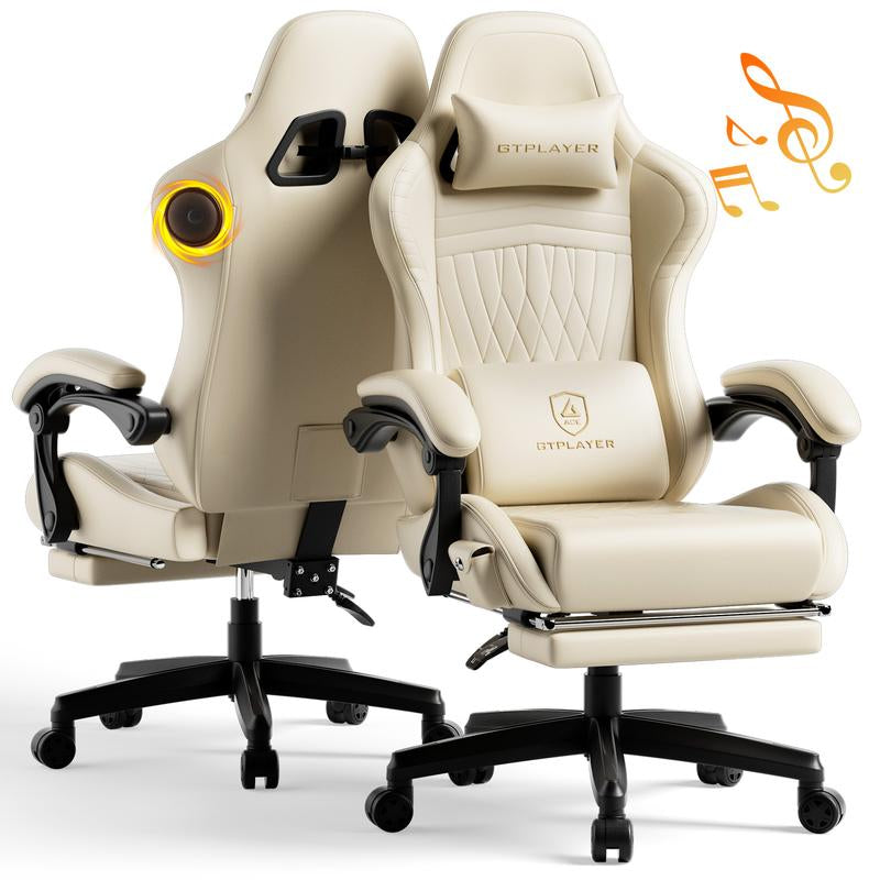GTPLAYER Gaming Chair with 5.1 Compatible Bluetooth Speakers, High Back Ergonomic Design, 150° Maximum Inclination, PU Leather, Assembly Required