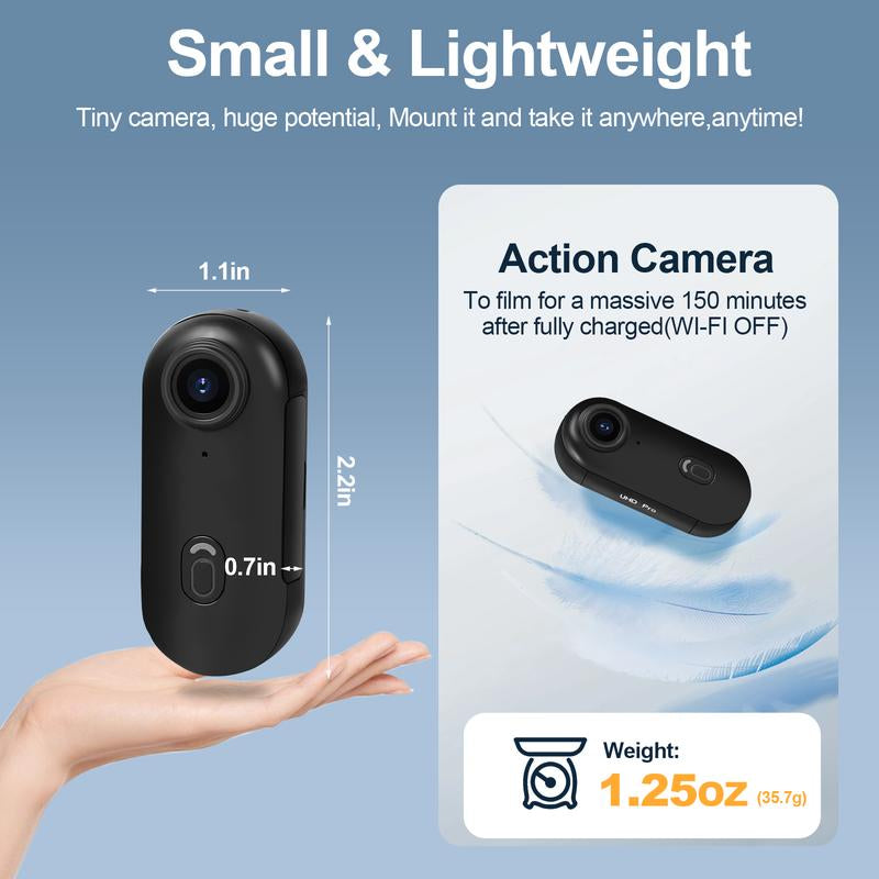 128GB 4K Thumb Action Camera, Thumb POV Portable Body Cam, Tiny Size, Hands Free, Mount Anywhere Magnetic Sport DV, Bike Cycling, Pet, Vlogging Water Proof Recording Handycam Automatic Phone Card, Thumb Action Camcorder