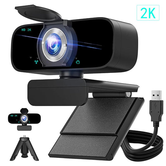 2K Qualify HD Webcam for PC Webcast, USB Computer Webcam for Office /Home Use, Streaming, Video Calling, Online Meeting with Tripod