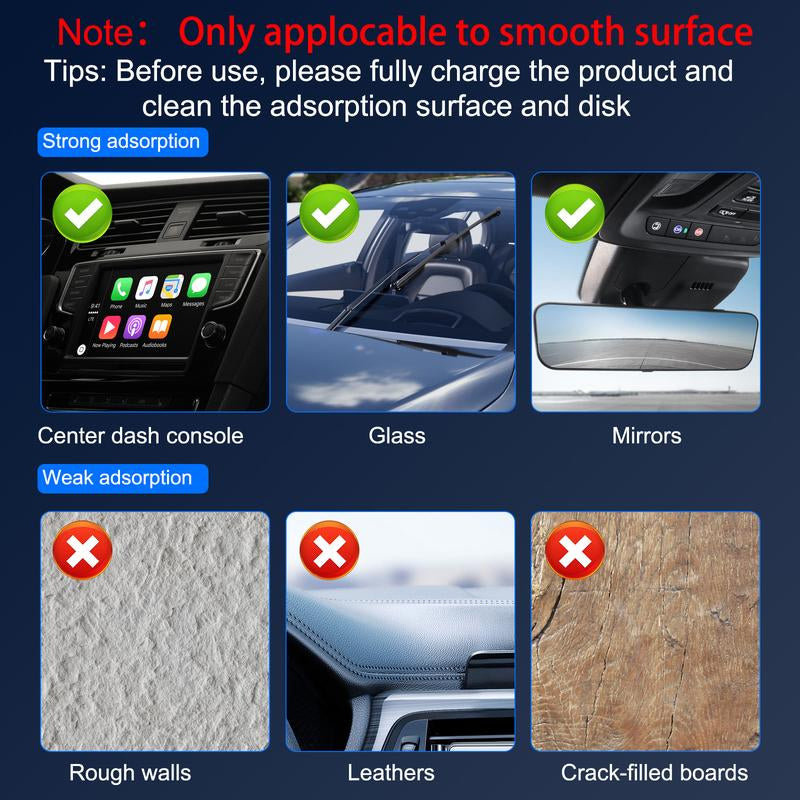 JOYYE 360° Adjustable Vacuum Magnetic Phone Holder, Portable Foldable Phone Holder for Car, Mirror, Smooth Surface Multi-Scene Use