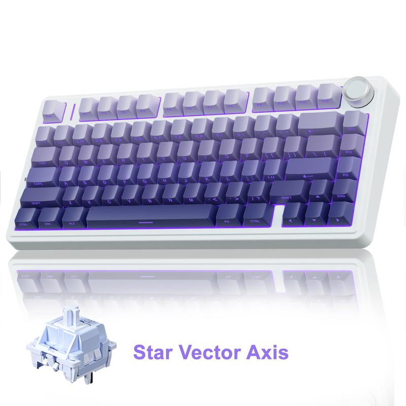 AULA F75 Pro Wireless Mechanical Gaming Keyboard RGB Rainbow Backlit Tri-Mode 2.4G USB-C Bluetooth Hot Swappable Gaming Keyboard for Gamers Gaming PC Accessories Gasket Custom Creamy Keyboard