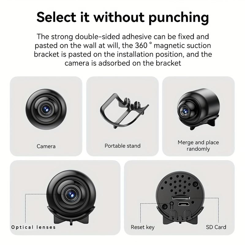 1Pc X5 Wireless Security Camera, 720P Indoor Home Surveillance, USB Powered, Wi-Fi Enabled, App Control, Motion Detection, Night Vision, Live Streaming, Loop Recording, Portable Baby/Pet/Babysitter Monitor