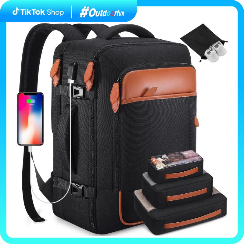 Miusse 40L 42L Travel Backpack, 17-Inch Carry-On Approved Bag, Waterproof Luggage with Packing Cubes, Shoe Pocket #Outdoorfun