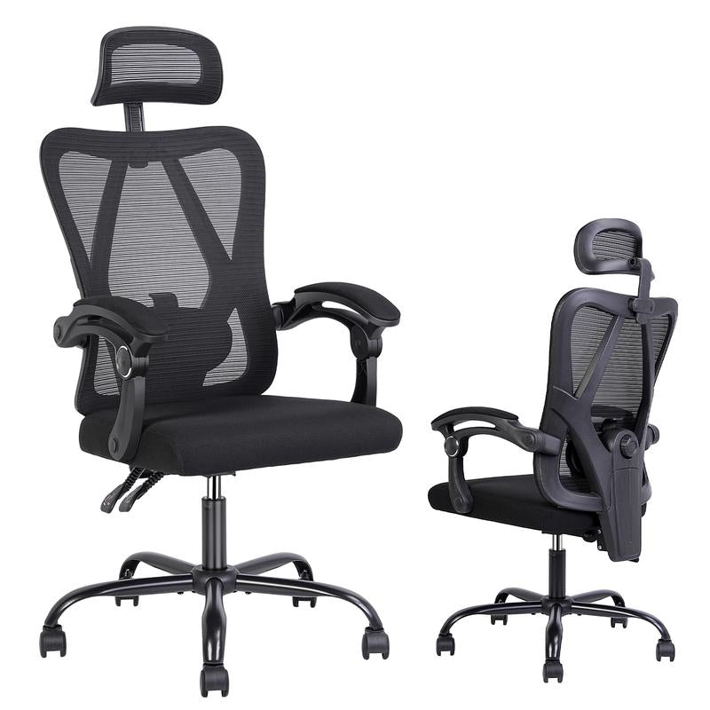 Ergonomic Office Chair,Adjustable,Adjustable Headrest with Linked Armrests, Lumbar Support and Swivel Tilt Function Grey Ergonomic Office Furniture Black Stable