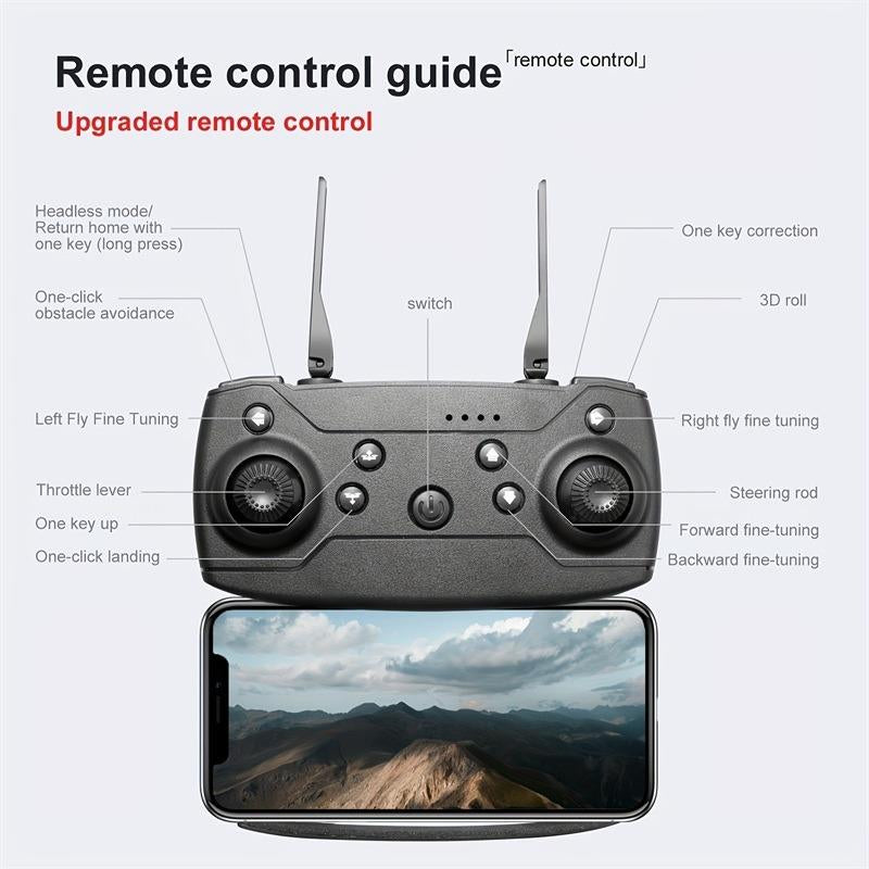 2025 NEW the E88 Dualcamera Drone with Two Batteries Foldable Drone with Camera for Adults/Kids Fly Stably Wifi FPV Black