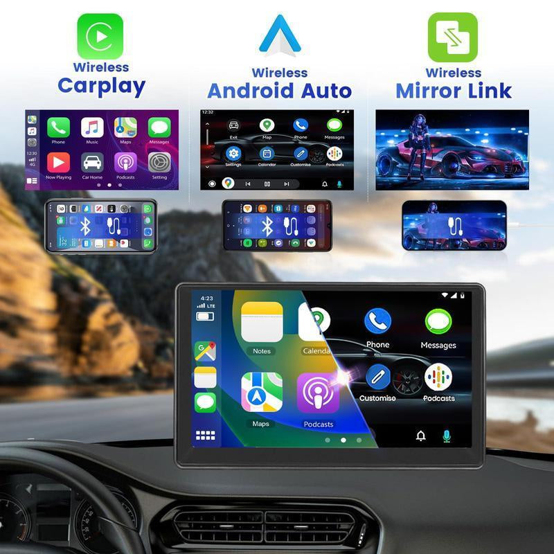 2025 Upgraded Carplay Screen for Car - Portable 7 Inch Touch Screen with Bluetooth, FM Radio, HD Display, 90° Adjustable Angle