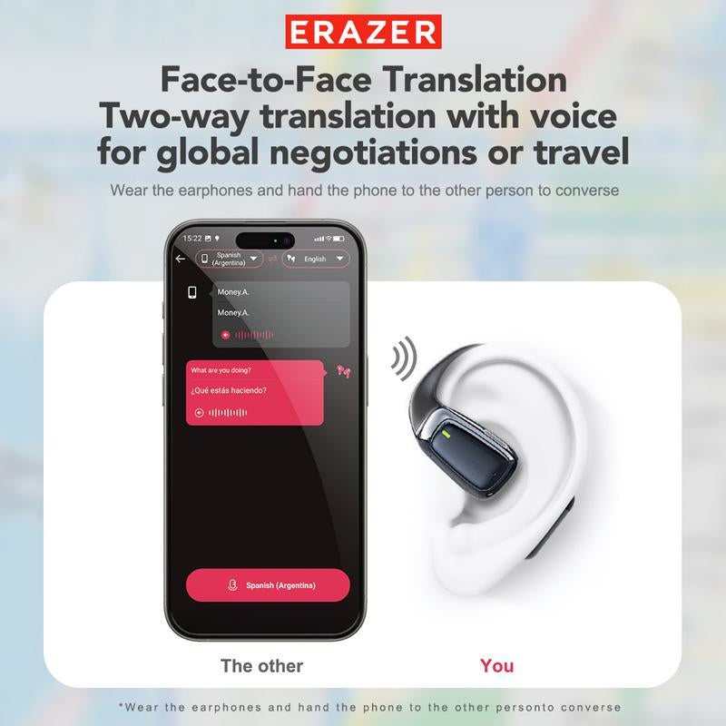 ERAZER XT82PRO Wireless Earbuds, Open-Ear Headphones, LED Lights Touchscreen, Ergonomic Ear Hooks, Ultra-Comfort, Snug Fit, Hifi Bass Stereo, Clear Calls, 30H Playtime, Bluetooth 5.4 Earbuds, Multipoint Connection, Electronic, Audio Headset