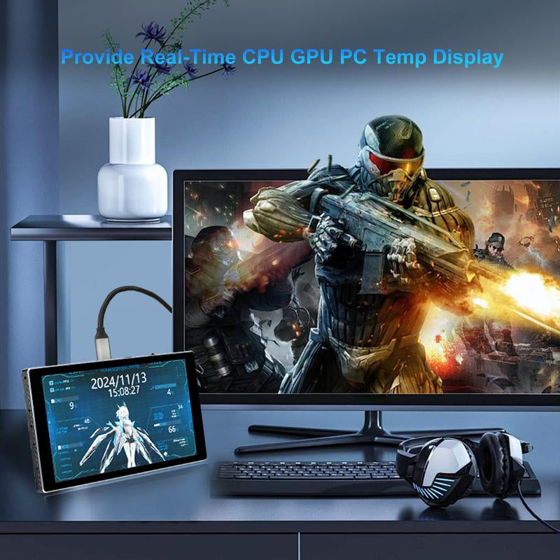 Restock Wisecoco 7-Inch Portable Touchscreen Monitor, PC Accessories Mini PC IPS 1080P LCD Display, Second Screen for Gaming, Switch, PS5, Xbox, Laptop & PC, USB-C, HDMI, Ultra-Thin Sensor Panel for Cpu/Gpu/System Stats