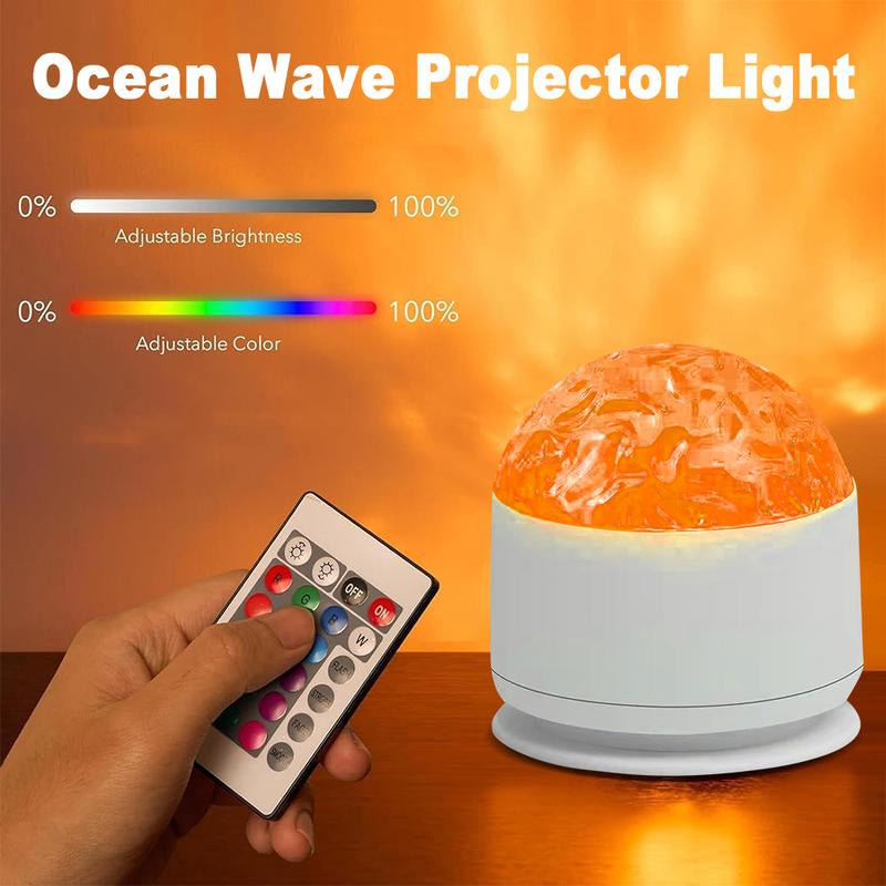 2 Scene - Ocean Wave & 3D Water Ripple Projector Light – 16-Color round Lamp with Control, Relaxation & Romantic Night Ambience.