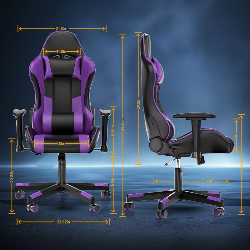 Gaming Chair Computer Chair with Leg Lumbar Support,Height Adjustable Gaming Chair with 360°Swivel Seat,Headrest for Office or Gaming,Ergonomic Design