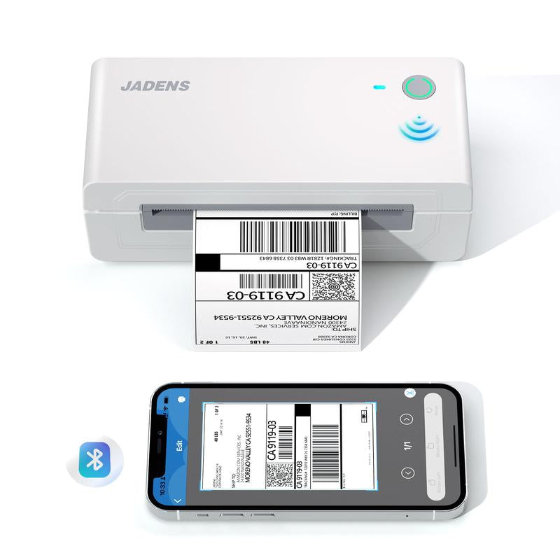 JADENS Shipping Label Printer, Bluetooth Wireless Thermal Label Printer, Compatible with Ios, Android, Windows, Mac, Chromebook, Widely Used for Etsy, Ebay, Shopify, USPS