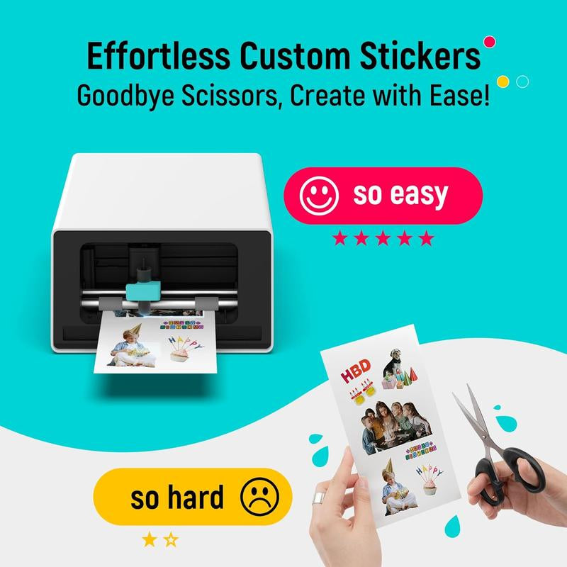 Liene Pixcut S1 Photo Sticker Printer & Cutting Machine - All-In-One Sticker Maker Machine for DIY Crafts, Custom Labels & Gifts, Thermal Dye-Sublimation, 300 DPI Prints, Precise AI Auto-Cutting, Bluetooth Wireless Printing