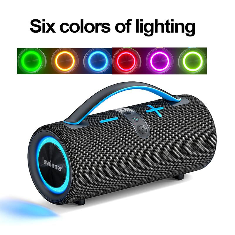 Lewinner Portable Wireless Speaker, Outdoor Wireless Speakers with 60W Loud Stereo Sound, Deep Bass, RGB Lights, Dual Pairing, 20Hours Playtime for Home/Outdoor/Party/Beach, Gift Ideas Audio Smartphone