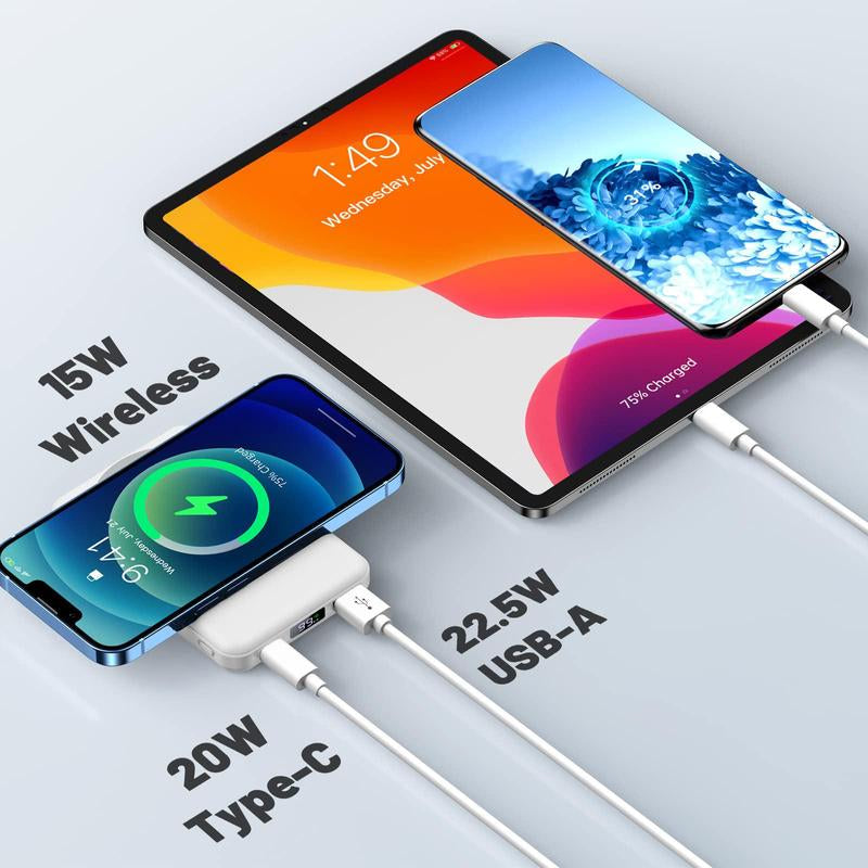 10000Mah Magnetic Wireless Power Bank with Phone Holder, 22.5W PD Fast Charging Portable Charger, Power Bank for for Iphone 15/14/13/Pro/Mini/Pro Max Power Magnetic Power