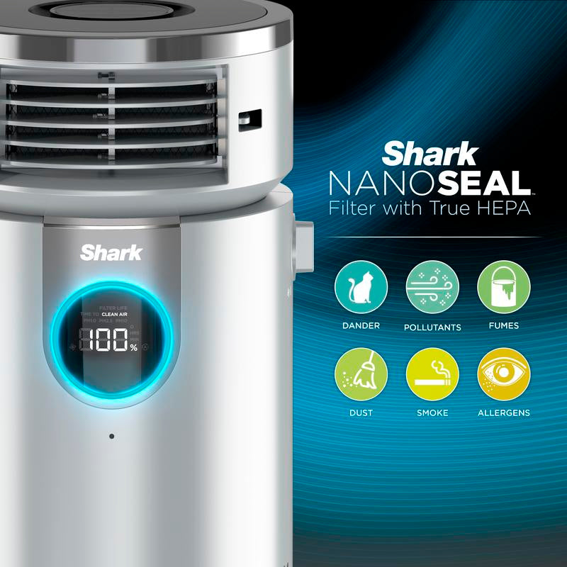 Shark 3-In-1 Air Purifier, Heater & Fan with Nanoseal HEPA, Cleansense IQ, Odor Lock, for 500 Sq. Ft, White, HC455