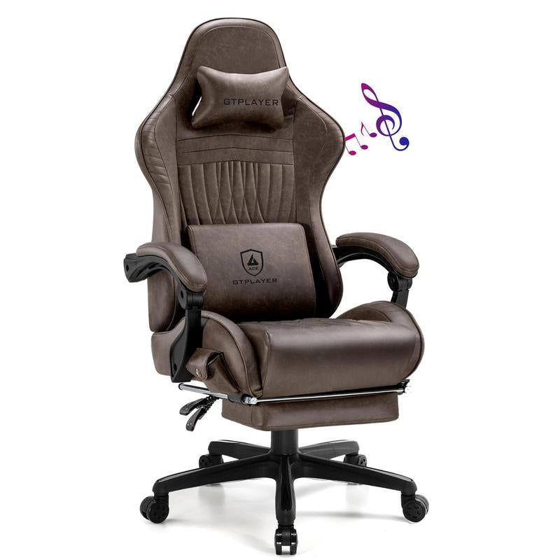 GTPLAYER Gaming Chair with 5.1 Compatible Bluetooth Speakers, High Back Ergonomic Design, 150° Maximum Inclination, PU Leather, Assembly Required