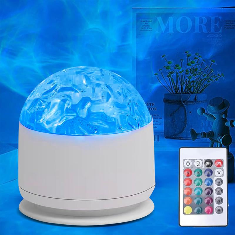 2 Scene - Ocean Wave & 3D Water Ripple Projector Light – 16-Color round Lamp with Control, Relaxation & Romantic Night Ambience.