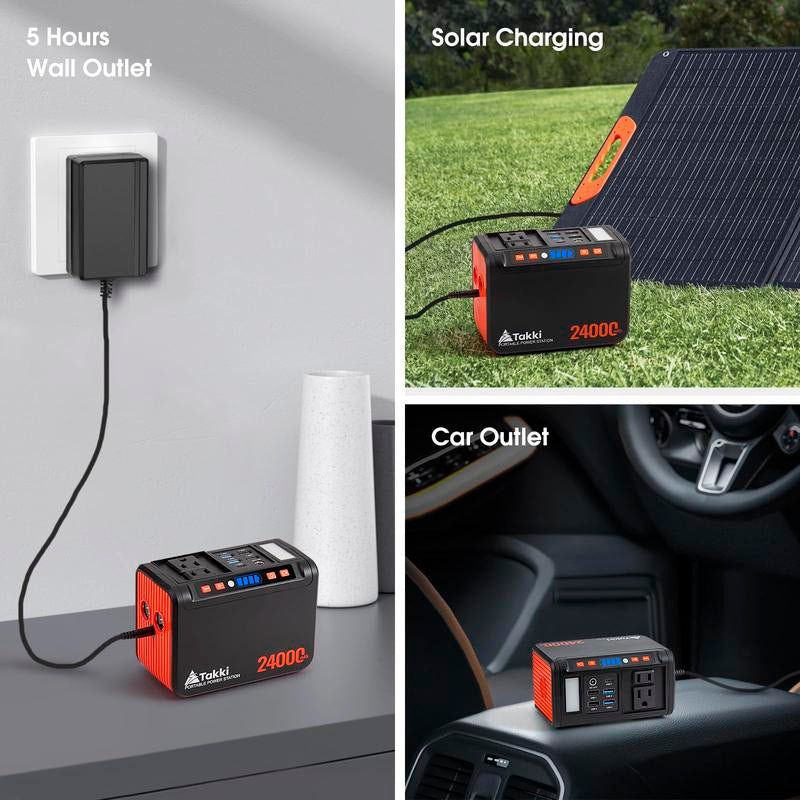 Takki Portable Power Station 88Wh Lithium Battery Solar Generator Power Bank with 120W Peak AC Outlet Battery Backup for Camping, Home Use, Emergency(Without Solar Panel)