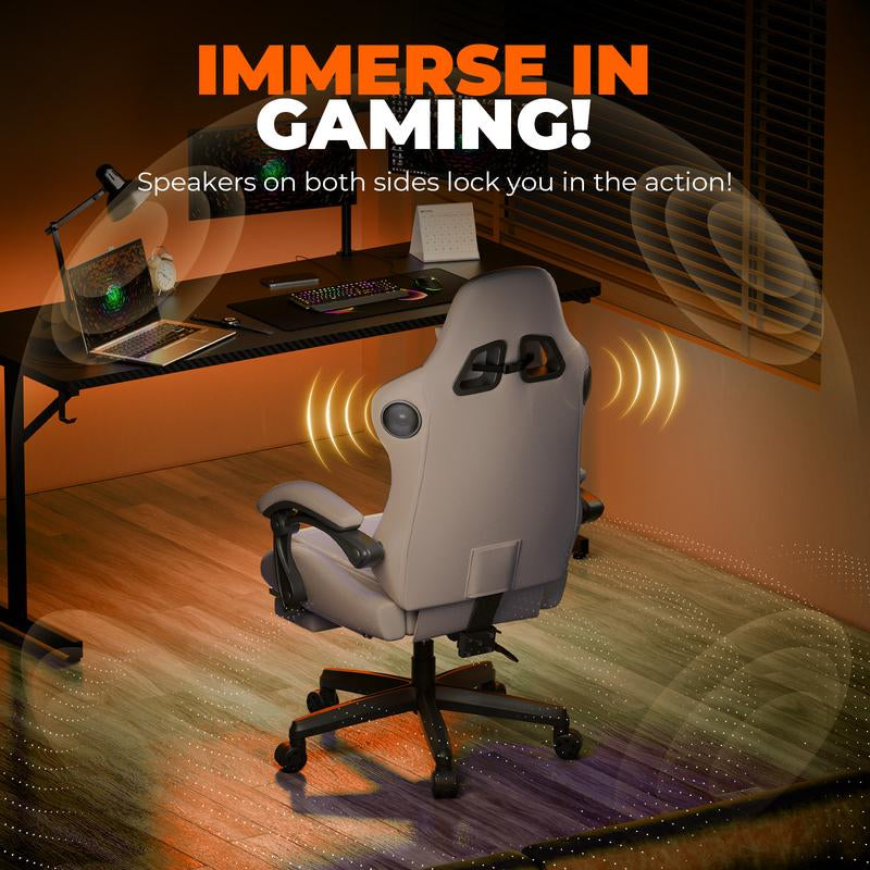 GTPLAYER Gaming Chair with 5.1 Compatible Bluetooth Speakers, High Back Ergonomic Design, 150° Maximum Inclination, PU Leather, Assembly Required