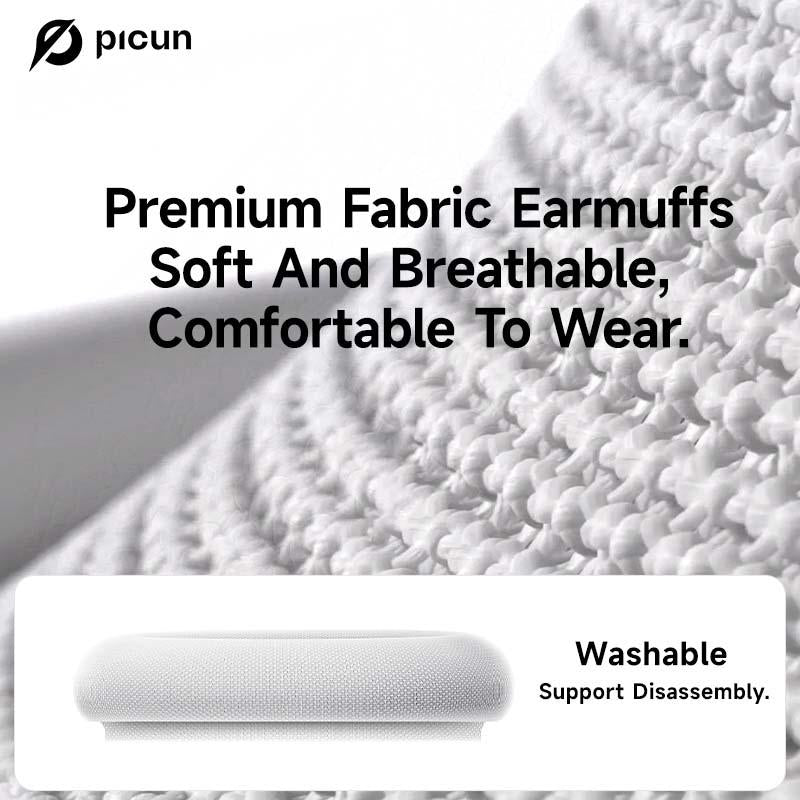 Picun F8 Pro Wireless Headphones - 52Db Noise Cancellation, 5 Smart ENC Mics, Detachable Fabric Ear Cushions, 140 Hour Long Battery Life, Premium Audio Seamless Dual Device Connection for All-Day Use and Boosted Productivity Bluetooth